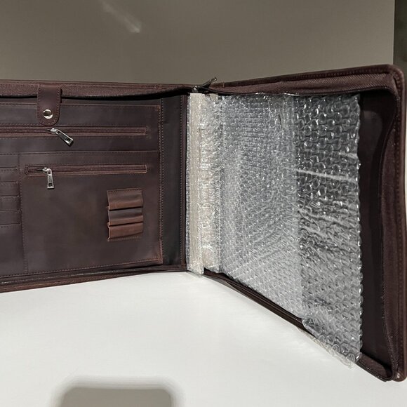 Genuine Full Grain Leather Checkbook Portfolio - Picture 14 of 14